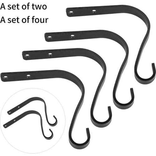 2pcs 4pcs Black Wall Hooks Metal Wrought Iron Wall Hanging Basket Brackets for Bird Feeders Plants Baskets Lanterns Wind Chimes