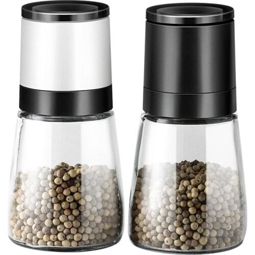 2 Pcs Premium Manual Salt Mill,Clear Glass Pepper Grinder Adjustable Grinding, Spice Tools