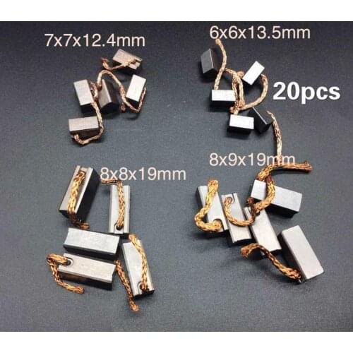 20pcs 6x6x13.5mm 7x7x12.4 8x8x19 8x9x19mm high copper carbon brush for Car electric heater fan radiator blower