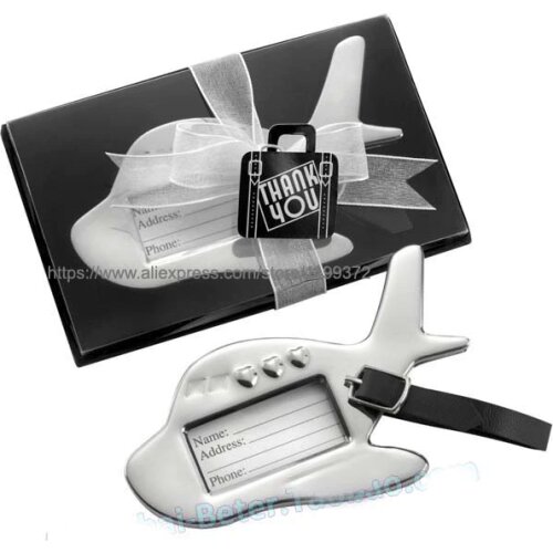 200pcs Bon Voyage Silver-Finish Airplane Luggage Tag Tags Destination Wedding Party Favors Gift Favor