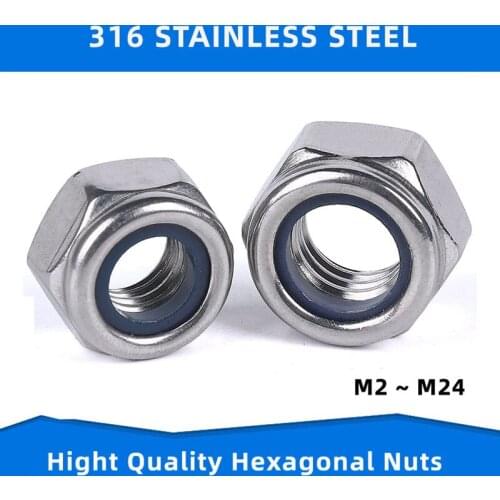 304 316 Stainless Steel Hexagon Nut Hex Nuts with Cap Brim Anti-loose Anti-slide Anti-skid Nut M2 ~M24
