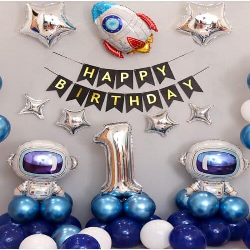 70pcs/Set Outer Space Party Astronaut Rocket Foil Balloons 32inch Number Globos Galaxy Theme Party Boy Kids Birthday Decorations