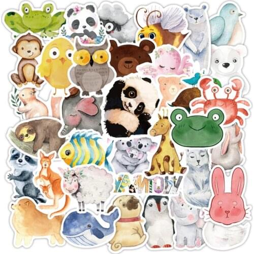 80 Pcs Cute Animals Sticker Anime Cartoon on Laptop Bottle Bicycle Skateboard Scrapbook Stationary Stickers Decals for Kids Toy
