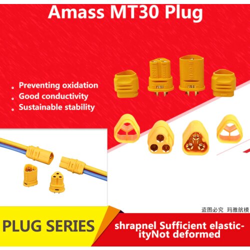 AMASS MT30 2mm 3-pin Connector / Motor connector / Plug Set for RC Lipo Battery RC Model Quadcopter Multicopter 30A