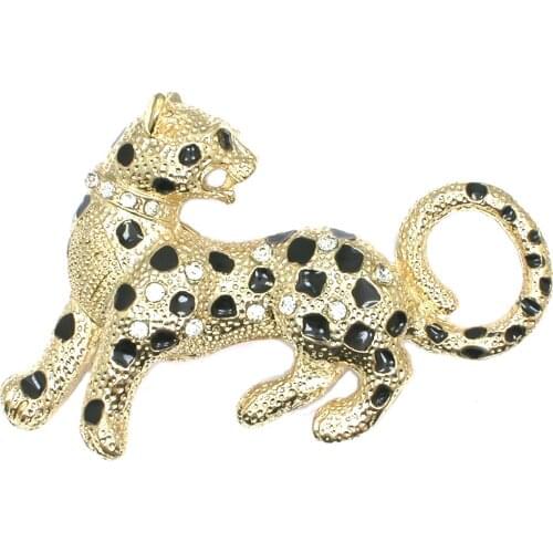 Leopard Brooches Rhinestone Enamel Fashion party prom pin Women Jewelry Brooch Pins Suits Dress Hat gift