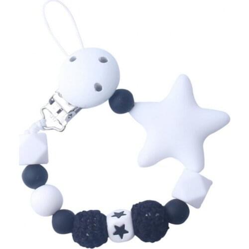 Baby Colorful Silicone Star Crochet Pacifier Clips Sleek Design Funny Chain For Infant Feeding Toddle Chew Toy Clips