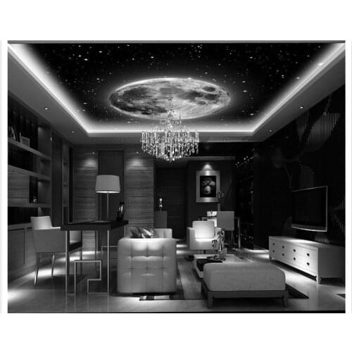 Customized 3d photo wallpaper 3d ceiling wallpaper murals Black and white star universe earth zenith ceiling murals home