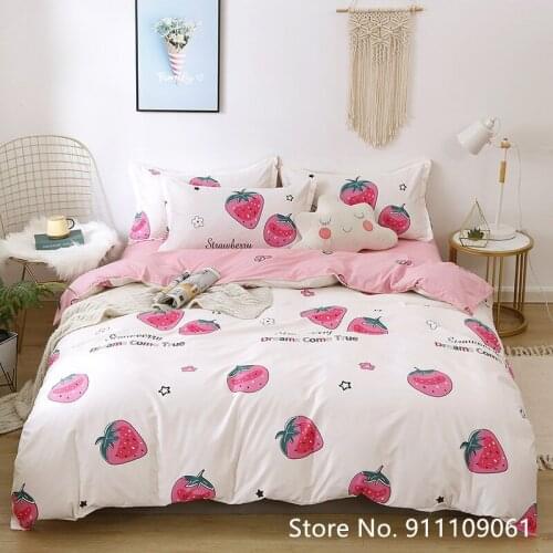 Home Spinning Strawberry Ugly Duckling Bedding Set Down Quilt Cover Pillowcase Sheet Sheet Children and Adult Bedding 3/4