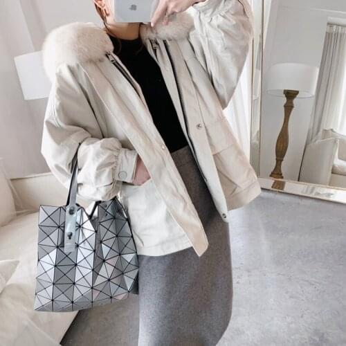 Rabbit Real Fox Rex Fur Collar Winter Coat Korean Jacket for Women Clothes 2020 YY229