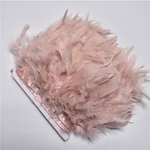 10Meter Leather Pink fluffy Turkey feathers ribbon trims 10-15cm diy pheasant decor feathers for crafts dancer carnival costumes