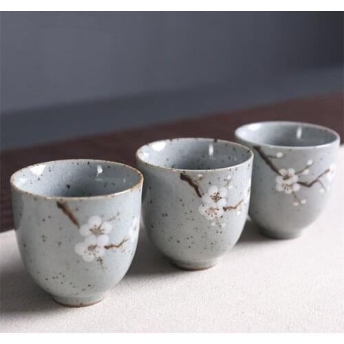 Creative Hand-painted Lotus Ru Kiln Porcelain Kung Fu Gaiwan Retro Teacups Ceramic Small Tea Bowl Office Water Cup Drinkware