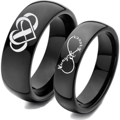 The Heart of The Infinite Love Couple Fashion Titanium Steel Men and Women Rings Jewelry Accessories Classic Black Men 's Ring