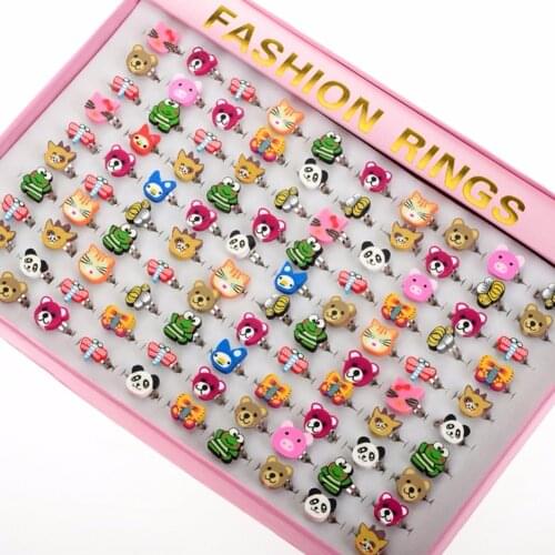 Imixlot Lovely Cartoon Animals Children Ring Sets Send Randomly Wholesale 5PCS/10PCS Colorful Fashion Finger Jewelry