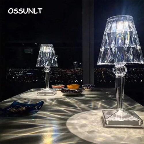 Desk Night Light USB Crystal Projector Atmosphere Led Table Lamp Room Decor Nights Lamps Lighting For Bedroom Home Decoration