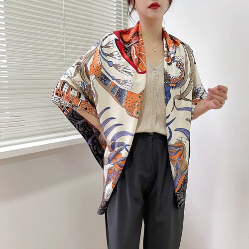 2021 New luxury spring women scarf high-quality shawl silk fashion scarf beach sun protection bag turban scarf 130cm * 130cm