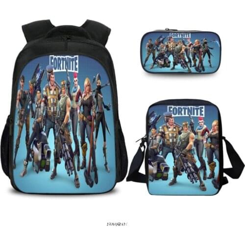 New FORTNITE School Bag Backpack 3 Piece Boys Girls Backpack School Bags Unisex 3D Printed Casual Travel Sports Outdoor Backpack
