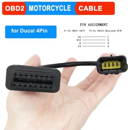 OBD Motorcycle Cable For Ducati 4 Pin Plug Cable Diagnostic Cable 4Pin to OBD2 16 pin Adapter