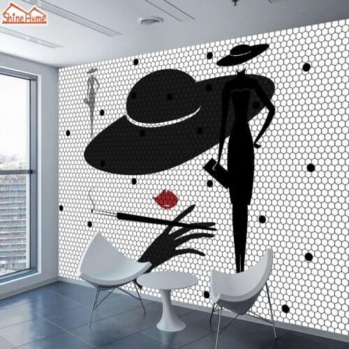 ShineHome-Abstract Photo Wallpaper Black White Wallpapers for 3 d Living Room Lady Cafe Store Wall Paper Classical Home Decor