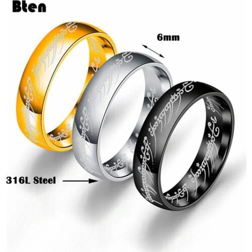 Bten 2020 Midi Stainless Steel One Ring of Power Gold Color Wedding Ring Lovers Women Men Fashion Jewelry Wholesale
