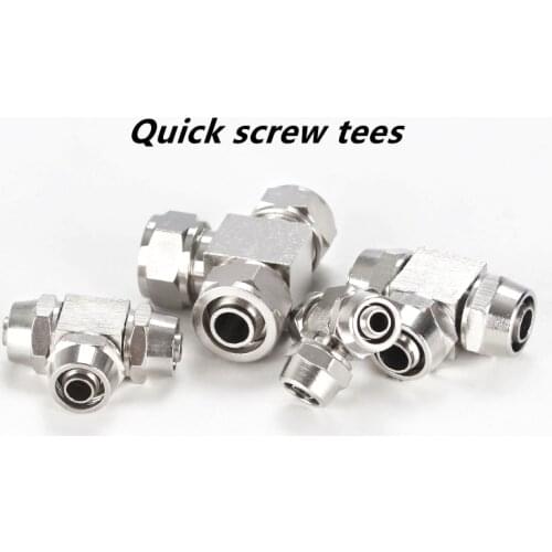 1PCS pneumatic coupling tube air quick coupling water push-in hose copper nickel-plated high-pressure tee 4mm 6mm 10mm 12mm 14mm