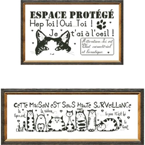 Little black cat seven cats cross stitch package animal 18ct 14ct 11ct cloth cotton thread embroidery DIY handmade needlework