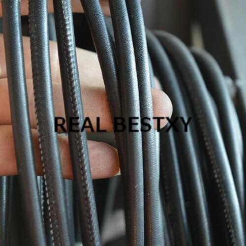 REAL BESTXY 5m/lot 5mm black round Leather Cord Lace String stitched leather cords for bracelets necklace DIY straps string