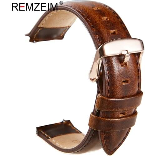 New Genuine Leather Watchband 18mm 20mm 22mm Black Brown Red Cowhide Watch Band Quick Release Strap Watch Accessories