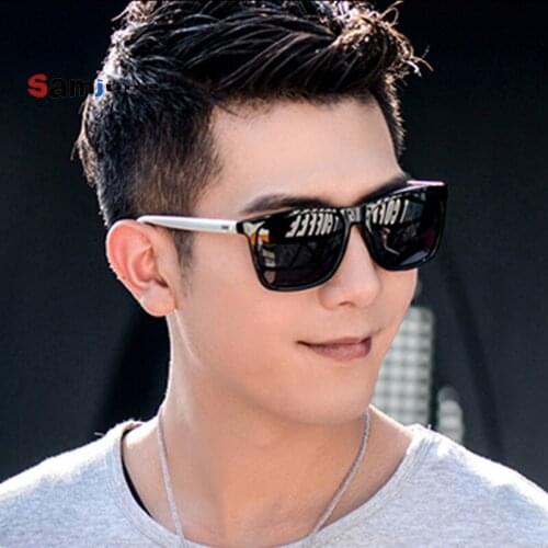 Samjune Trendy Classic Square Reflective Sunglaases Men New Luxury Brand Silver Black Sun Glasses Lens Vintage Driving Eyewear