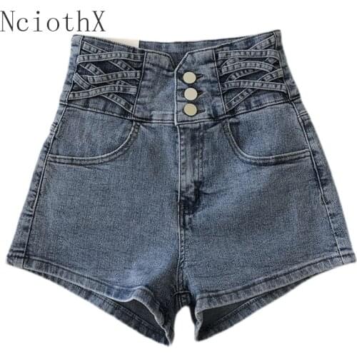 Shorts Women 2021 Summer Female Slim Denim Shorts High Waist Wide Leg Personality Short Jeans Pants Feminino Stylish Hotpants