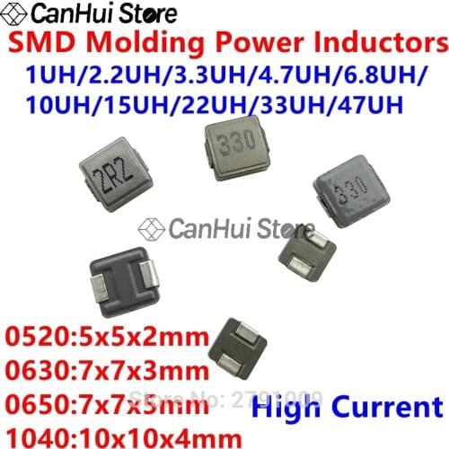 10pc SMD Molding Power Inductors 0520 0630 0650 1040 1UH 2.2UH 3.3UH 4.7UH 6.8UH 10UH 15UH 22UH 33UH 47UH 68UH 100UH 1R0 2R2 101