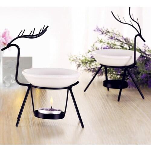 Modern Iron Oil Burner Stainless Steel Deer Burner Candle Aromatherapy Oil Lamp Aroma Furna Home Decoration