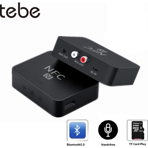 Tebe Bluetooth RCA Receiver NFC 3.5mm Jack Wireless Stereo Adapter Support TF Card Play For Car Speaker Bluetooth Receiver Audio