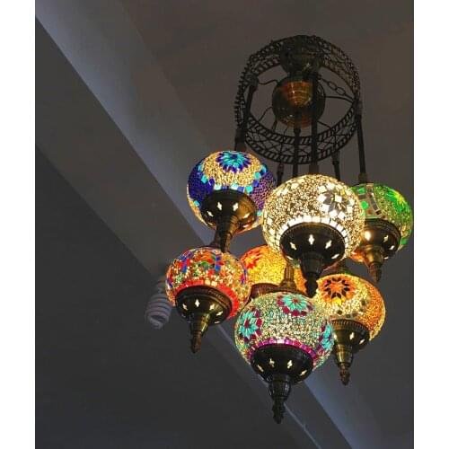Turkish moroccan pendant light handmade mosaic stained glass Corridor Stairwell cafe restaurant hanging light lamp