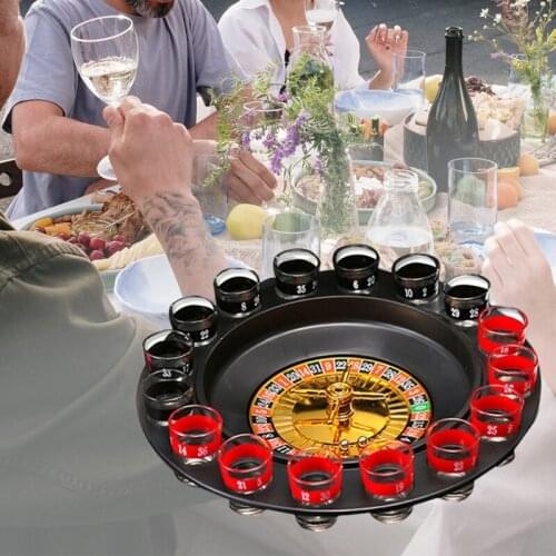 B9HF Funny Bar Tools Russian Roulette Wine Set Turntable Glass Drinking Game Kit Drink Wine Fun Toys Bar KTV Party Drinking and