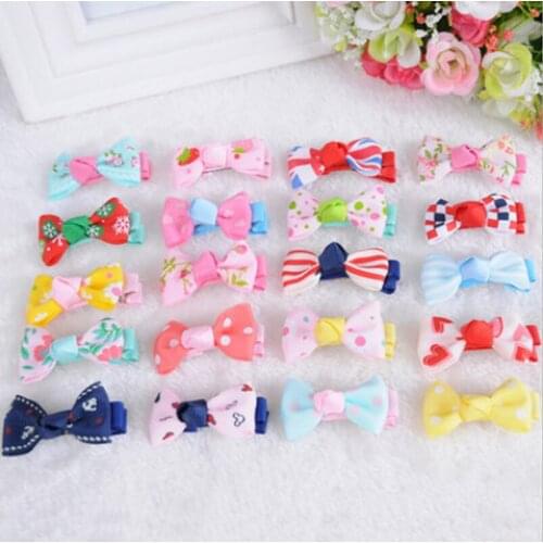 20Pcs/lot Lovely Cartoon Hair Clip Candy Color Bow Hairpins Hair Clip for Girl Kids Children Duckbill Hairpin Color Randomly