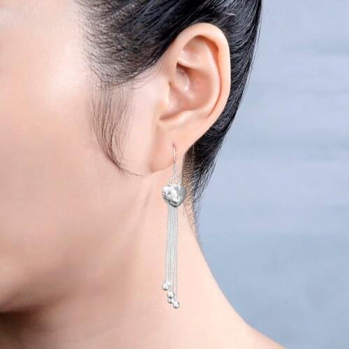 Hot fashion brand jewelry solid 100% 925 sterling silver tassel long earrings female models silver earrings birthday gift