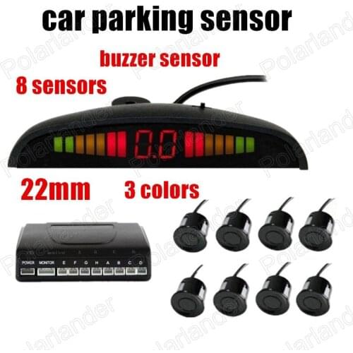 LCD Display 22mm sound alarm indicator 3 colors Car Parking Sensor 8 Sensors Reverse Radar Parking Assist System