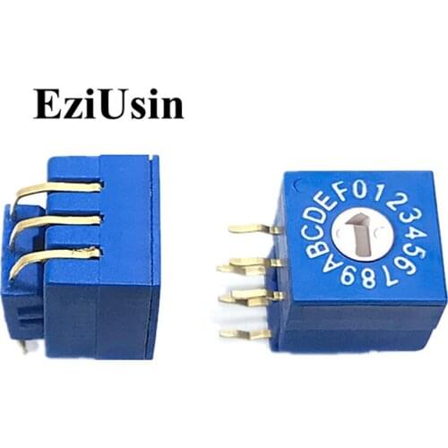 0-F 16 Rotary Coding Switch DIP Knob Switch 6pins 8421C 0mm Shank 3:3 5.08mm PCB Vertical Switching