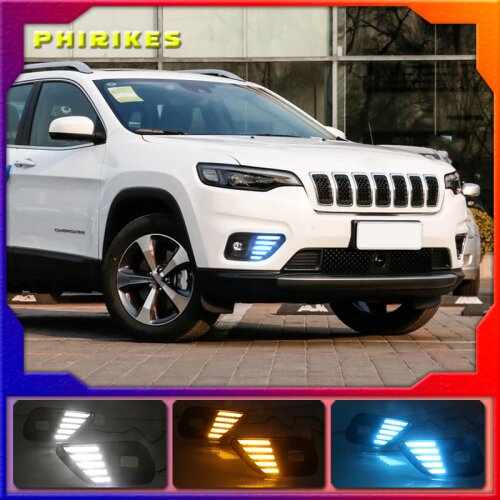1Set LED Daytime Running Light For Jeep Cherokee 2019 2020 Car Accessories Waterproof ABS 12V DRL Fog Lamp Decoration