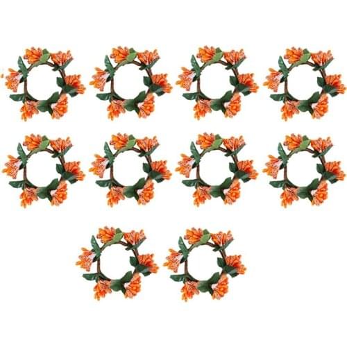 10Pcs Simulation Berries Mini Flower Wreath Napkin Holder Simulated Berry Thanksgiving Decorative Wreath Napkin Rings