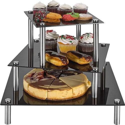3 Tier Square Cupcake Stand, Premium Cupcake Holder, Acrylic Cupcake Tower Display for Cake, Desserts, Bakery, Appetizers