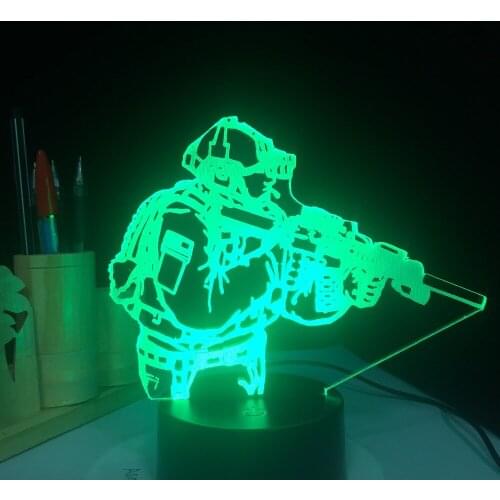Army Soldier USB 3D Lamp 7 Colors Touch Remote Bedroom Lights Atmosphere Decoration Mood Lighting Novelty Gifts Drop Ship