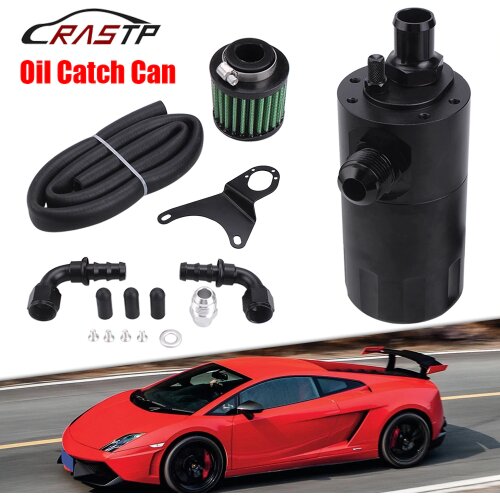 600ml Baffled Car Oil Catch Can Tank Separator Reservoir Black Oil Catch Can Fit for most Mitsubishi With AN10 Adapters OCC052
