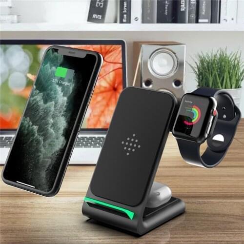 15W QI 3 In 1 Wireless Charger Dock Station For Iphone12/Iphone11 Foldable Charger Stand For Apple Watch6/5/4 Airpods Pro iWatch