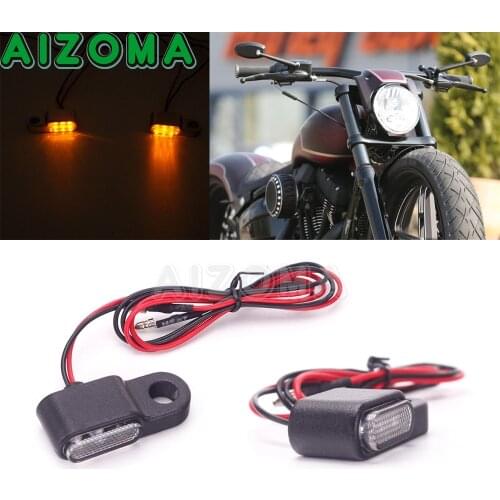 Black 12V Mini LED Turn Signal Light Indicators Flashing Handlebar Blinker For Harley Sportster Dyna Softail Touring Cafe Racer