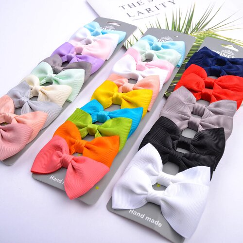 10 Pcs/Set Grosgrain Ribbon Hair Bows With Clip For Cute Baby Girls Colorful Hair Clips Hairpins Barrettes Kids Hair Accessories