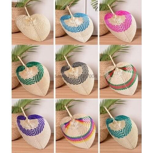 DHL 200pcs Colorful Palm Leaves Fans Handmade Wicker Natural Color Palm Fan Traditional Chinese Craft Gift