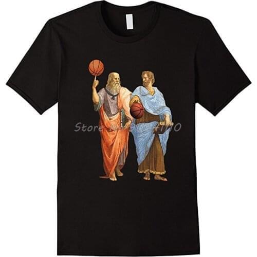 Funny Creative Philosopher Plato Aristotle Basketballer Match T-Shirt. Summer Cotton Short Sleeve O-Neck Mens T Shirt New