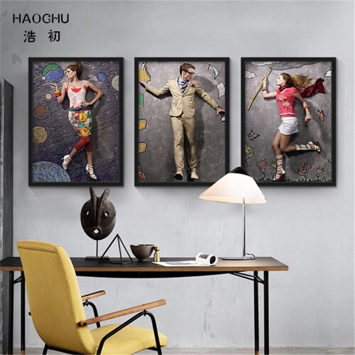 HAOCHU Modern Creative Persons People sexy Woman Man Canvas Wall Paintings Home kids Room School Cafe Bar Decor