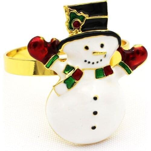 12PCS/Metal Christmas Snowman Napkin Ring Desktop Decoration Used for Holiday Party Hotel Cocktail Party